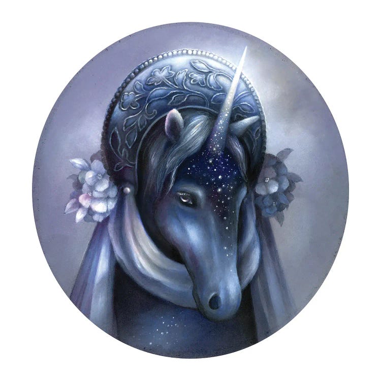 Unicorn With Crescent Moon Headdress