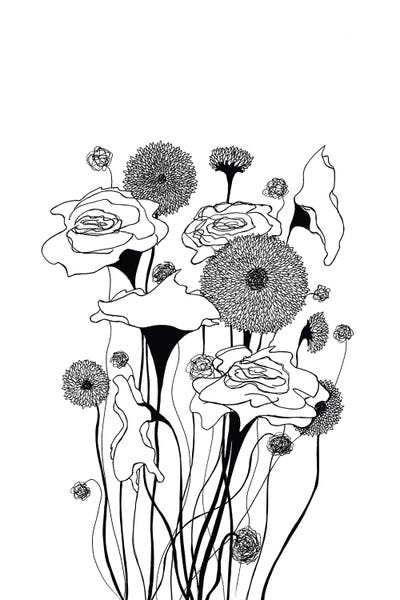 Black & White Florals: Wild Bunch III by Kayleigh Wold