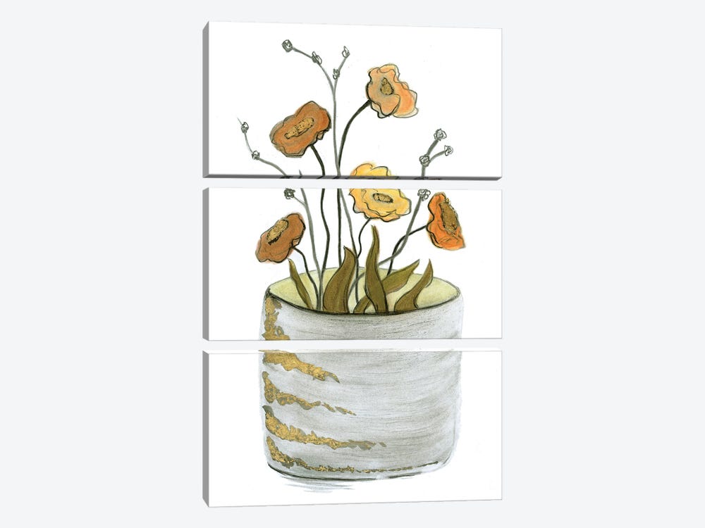 Golden Posies by Kayleigh Wold 3-piece Canvas Wall Art