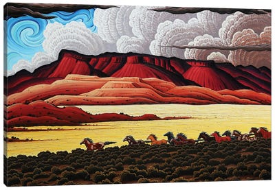 Wild Horses In The Canyonlands Canvas Art Print - Cloud Art
