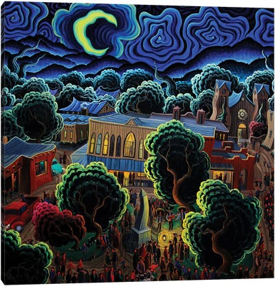 The Magic Of A Santa Fe Night Canvas Art Print - Artists Like Van Gogh