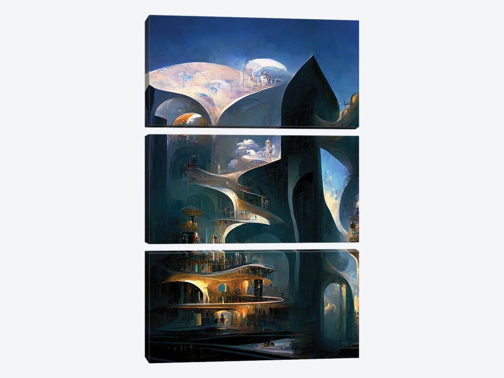 The World Of Illusion III by Kenwood Huh 3-piece Canvas Wall Art