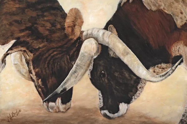 Bulls: Hook 'em Horns I by Kathy Winkler