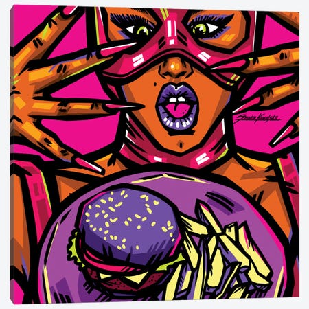 Burger lover Canvas Print #KWL28} by Sandra Kowalskii Canvas Wall Art