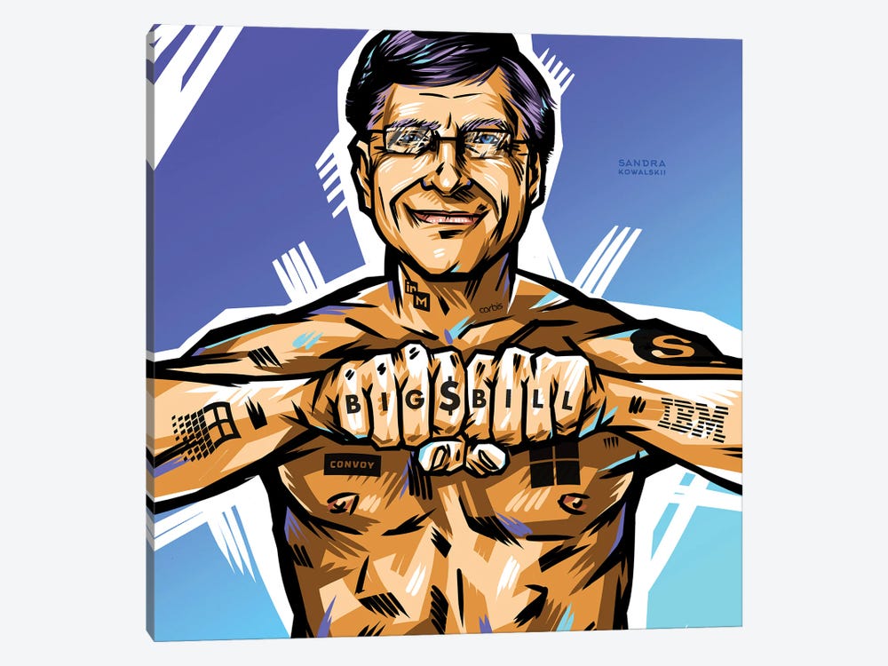 Bill Gates by Sandra Kowalskii 1-piece Canvas Artwork
