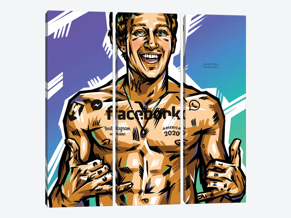 Zuckerberg by Sandra Kowalskii 3-piece Canvas Art