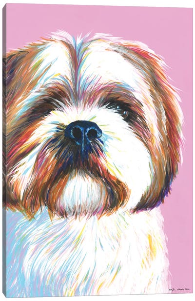 Shih Tzu On Pink Canvas Art Print - Pet Mom