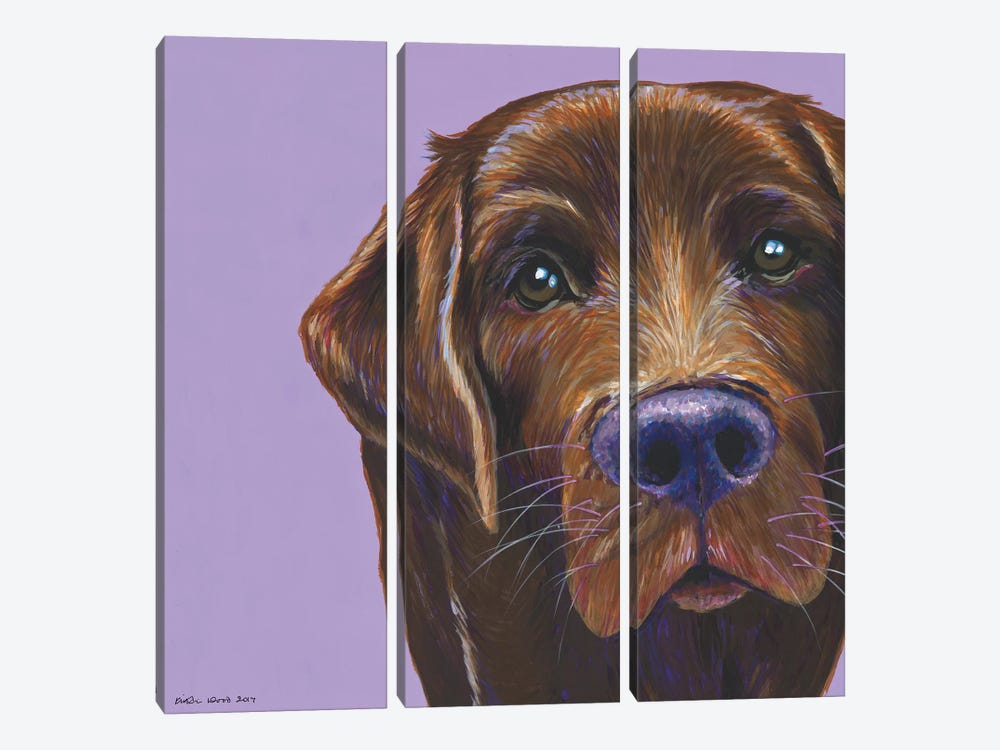 Brown Labrador On Lilac, Square by Kirstin Wood 3-piece Canvas Wall Art
