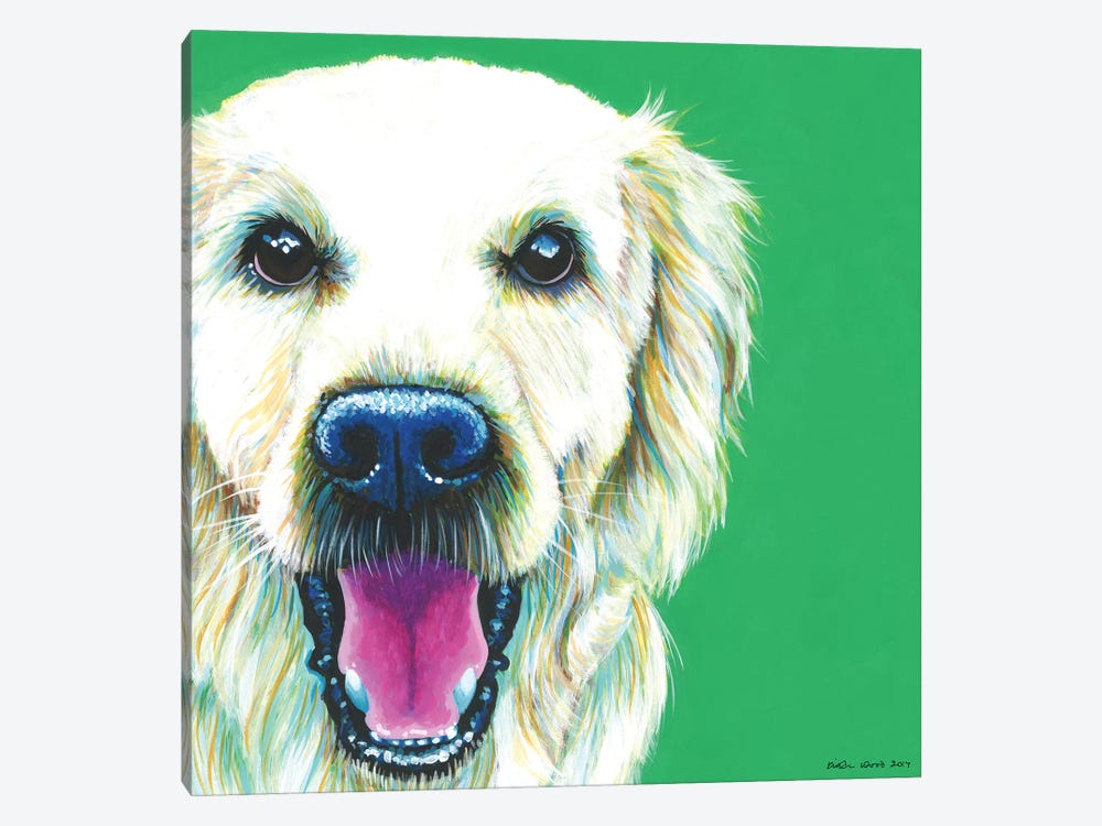 Golden Retriever On Emerald, Square by Kirstin Wood 1-piece Canvas Art
