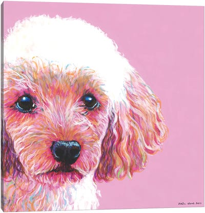 Poodle On Pink, Square Canvas Art Print - Kirstin Wood