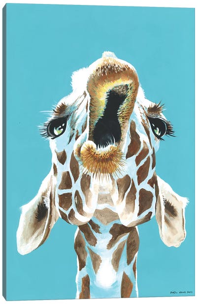 Having A Giraffe Canvas Art Print - Giraffe Art