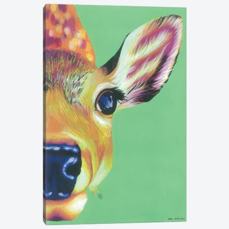 Hello Deer Canvas Print #KWO36} by Kirstin Wood Art Print