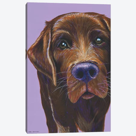 Brown Labrador On Lilac Canvas Print #KWO3} by Kirstin Wood Canvas Artwork