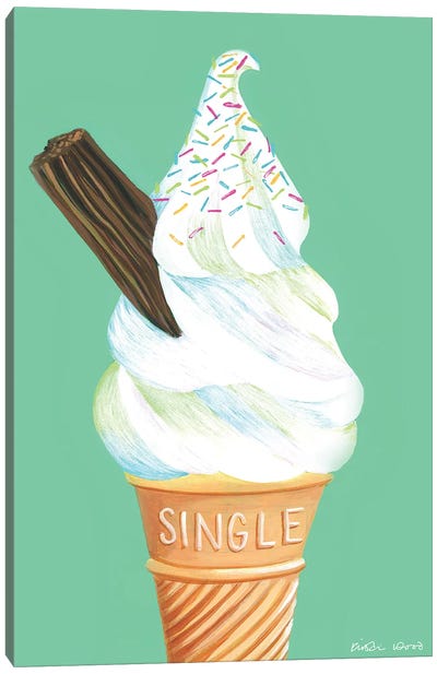 Ice Cream On Mint Green Canvas Art Print - Ice Cream & Popsicle Art
