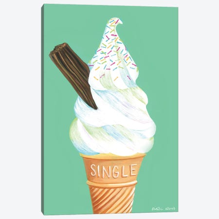 Ice Cream On Mint Green Canvas Print #KWO58} by Kirstin Wood Canvas Wall Art