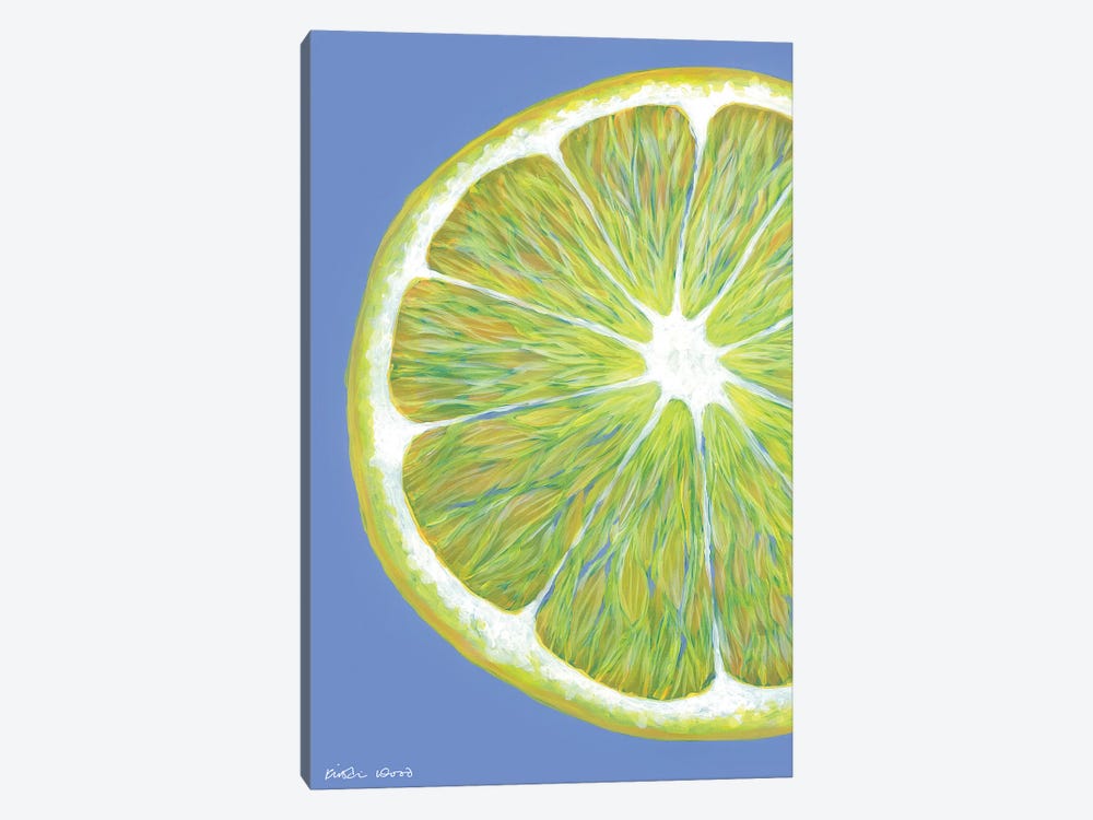 Lemon Slice On Blue by Kirstin Wood 1-piece Art Print