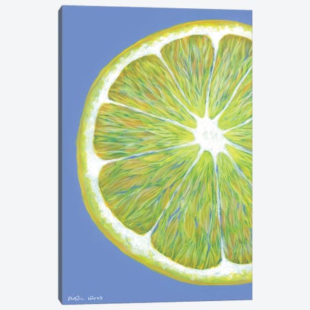 Lemon Slice On Blue Canvas Print #KWO61} by Kirstin Wood Canvas Print