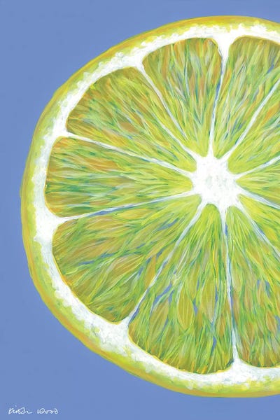 Food & Drink Still Life: Lemon Slice On Blue by Kirstin Wood