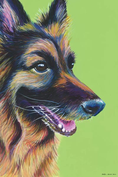 German Shepherds: German Shepherd On Lime by Kirstin Wood