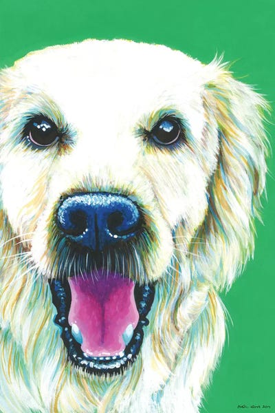 Golden Retrievers: Golden Retriever On Emerald by Kirstin Wood