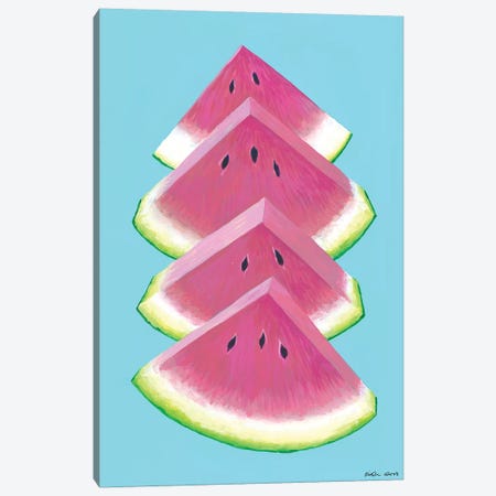 Watermelon Wedges Canvas Print #KWO95} by Kirstin Wood Art Print