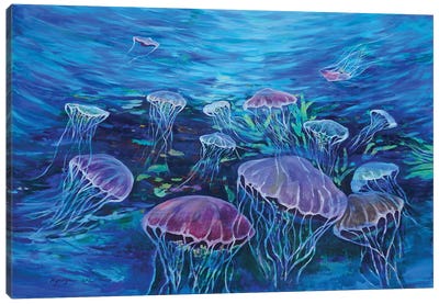 The Ocean Is Deep But My Heart In A Wind Canvas Art Print - Jellyfish Art