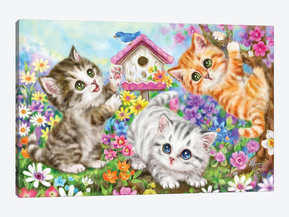 Birdhouse And Kittens by Kayomi Harai 1-piece Art Print