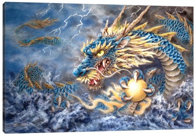 Blue Dragon Canvas Art Print - Dragon Art