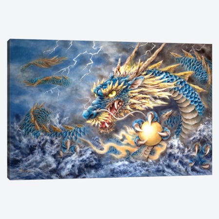 Blue Dragon Canvas Print #KYI106} by Kayomi Harai Canvas Art Print
