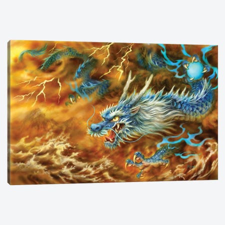 Blue Dragon Of The East Canvas Print #KYI107} by Kayomi Harai Canvas Art Print