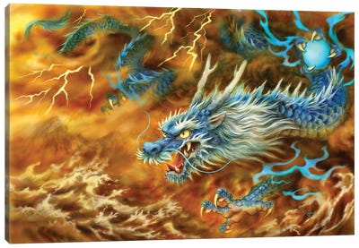 Blue Dragon Of The East Canvas Art Print - Kayomi Harai