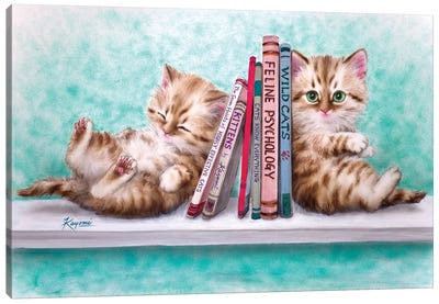 Bookend Kitties Canvas Art Print - Kayomi Harai