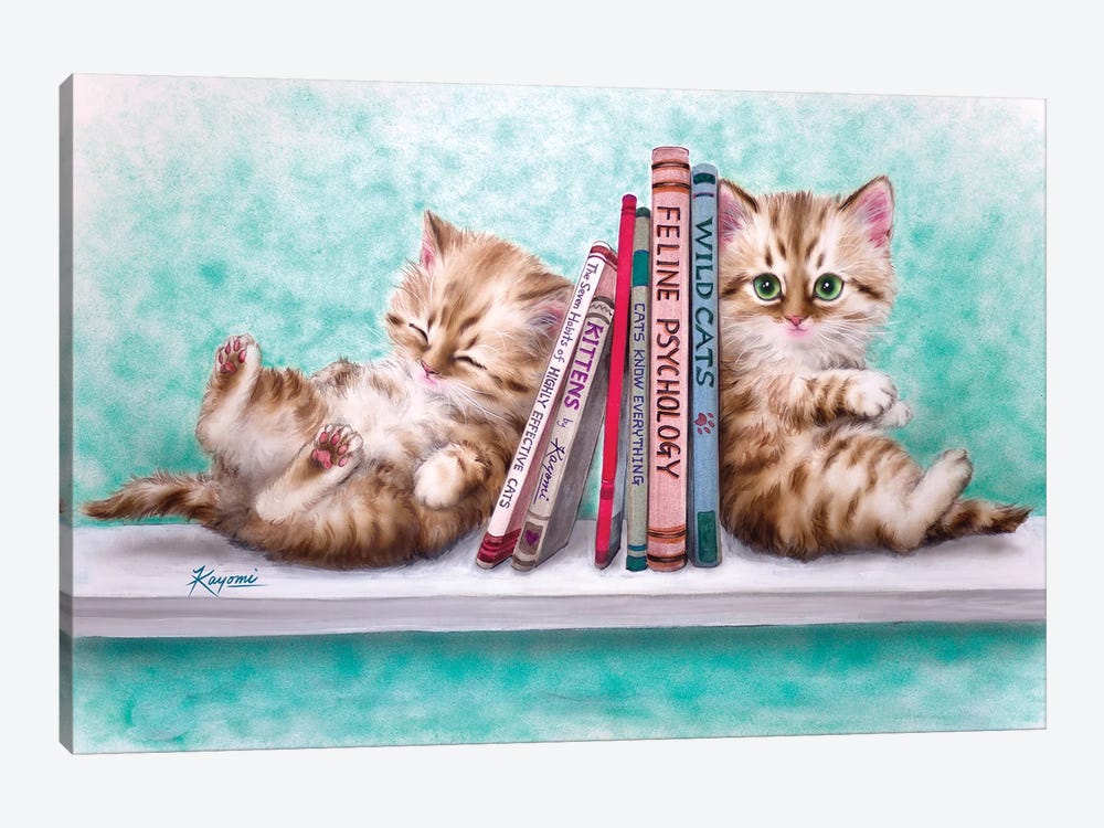 Bookend Kitties by Kayomi Harai 1-piece Canvas Artwork