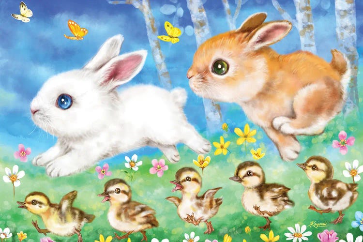 Bunnies And Ducklings by Kayomi Harai wall art