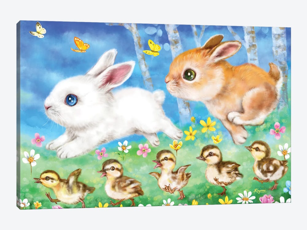 Bunnies And Ducklings by Kayomi Harai 1-piece Canvas Art Print
