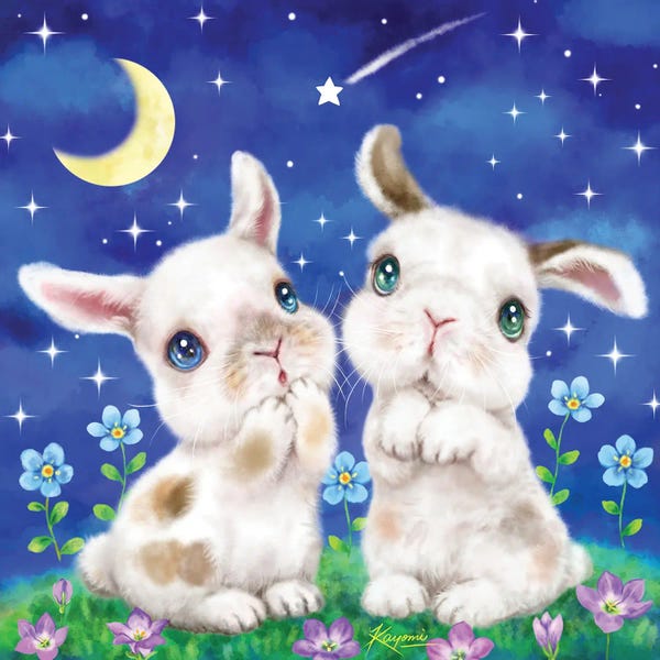 Kayomi Harai: Bunnies Starry Night by Kayomi Harai