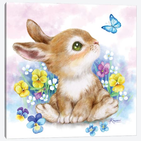 Bunny And Butterfly Canvas Print #KYI119} by Kayomi Harai Art Print