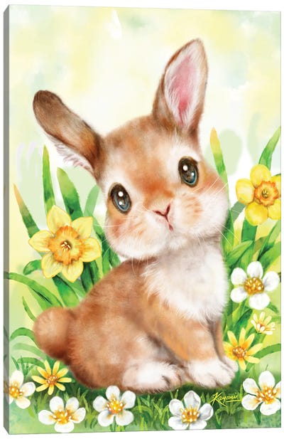 Bunny Thoughts Canvas Art Print - Easter Art