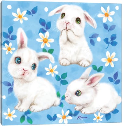 Bunny Trio Canvas Art Print - Easter Art