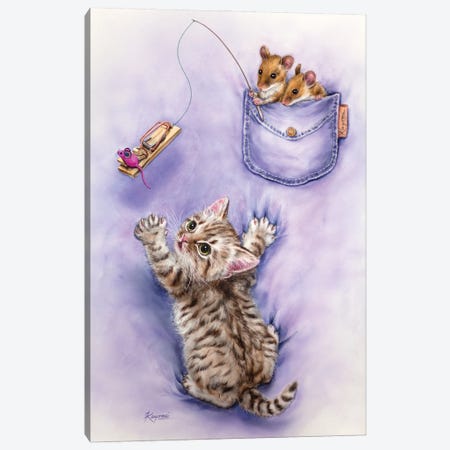 Cat And Mice Canvas Print #KYI128} by Kayomi Harai Canvas Art