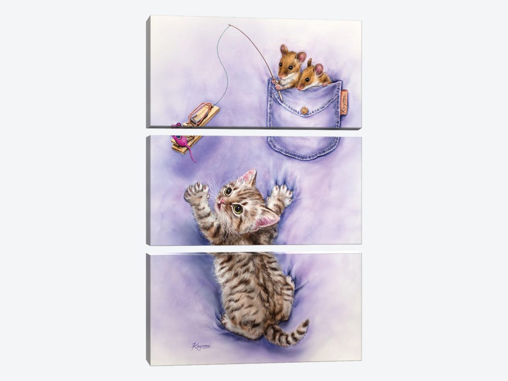 Cat And Mice by Kayomi Harai 3-piece Canvas Art
