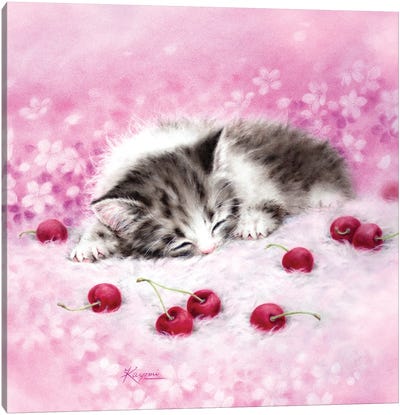 Cherry Dream Canvas Art Print - Kitten Art