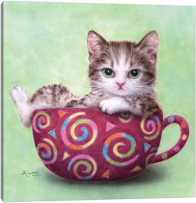 Cup Kitty Canvas Art Print - Kayomi Harai