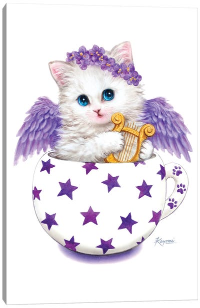 Cup Kitty Angel Canvas Art Print - Kayomi Harai