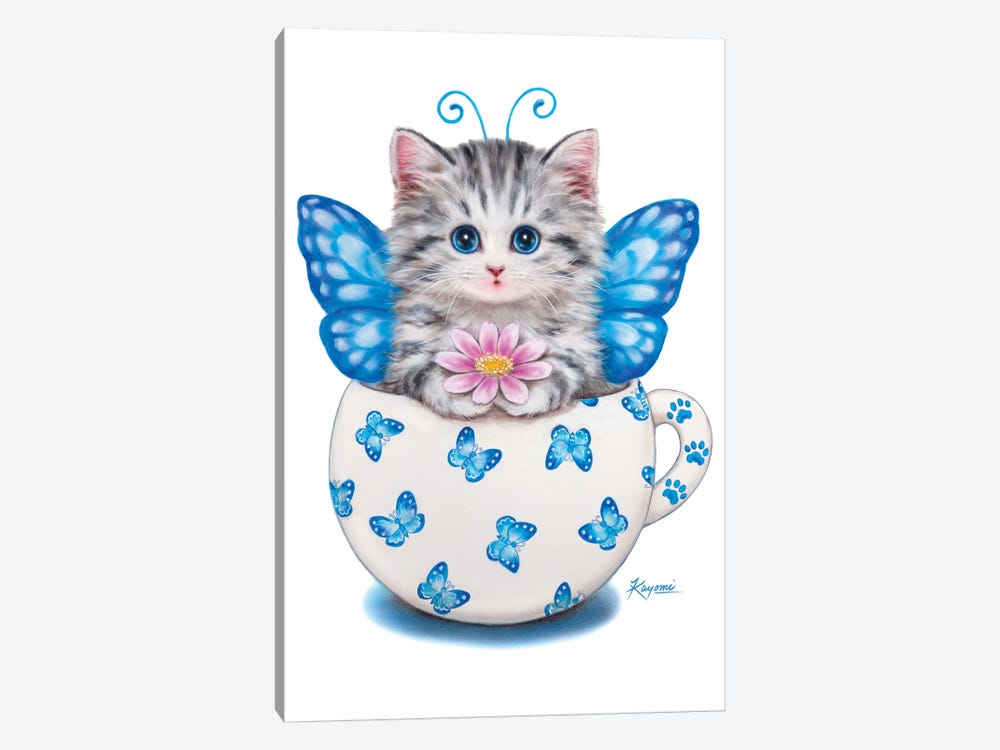 Cup Kitty Butterfly by Kayomi Harai 1-piece Canvas Artwork