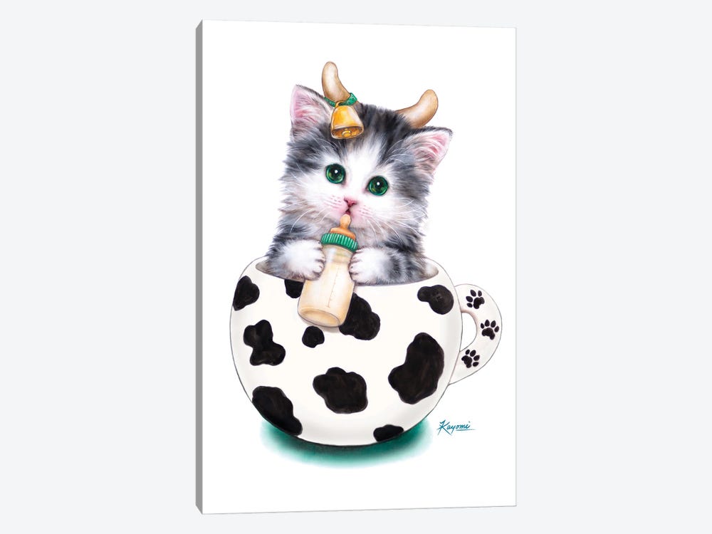 Cup Kitty Cow by Kayomi Harai 1-piece Canvas Art