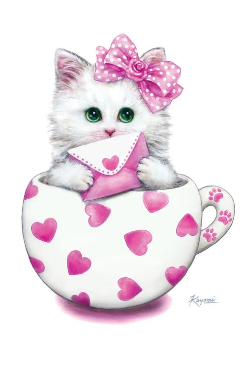 Cup Kitty Hearts by Kayomi Harai wall art