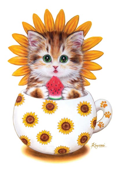 Kayomi Harai: Cup Kitty Sunflower by Kayomi Harai