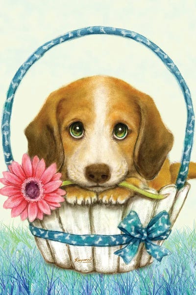 Kayomi Harai: Dachshund Basket by Kayomi Harai