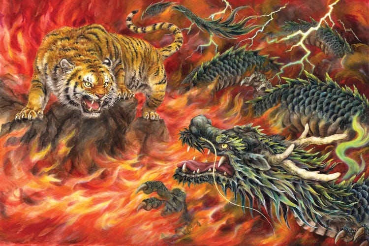 Dragon And Tiger In The Fire